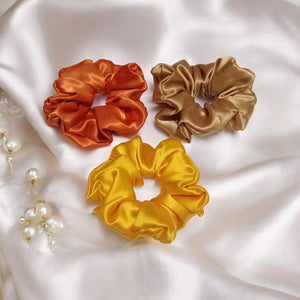 Silk Hair Scrunchies - Pack of 3 for Effortless Style