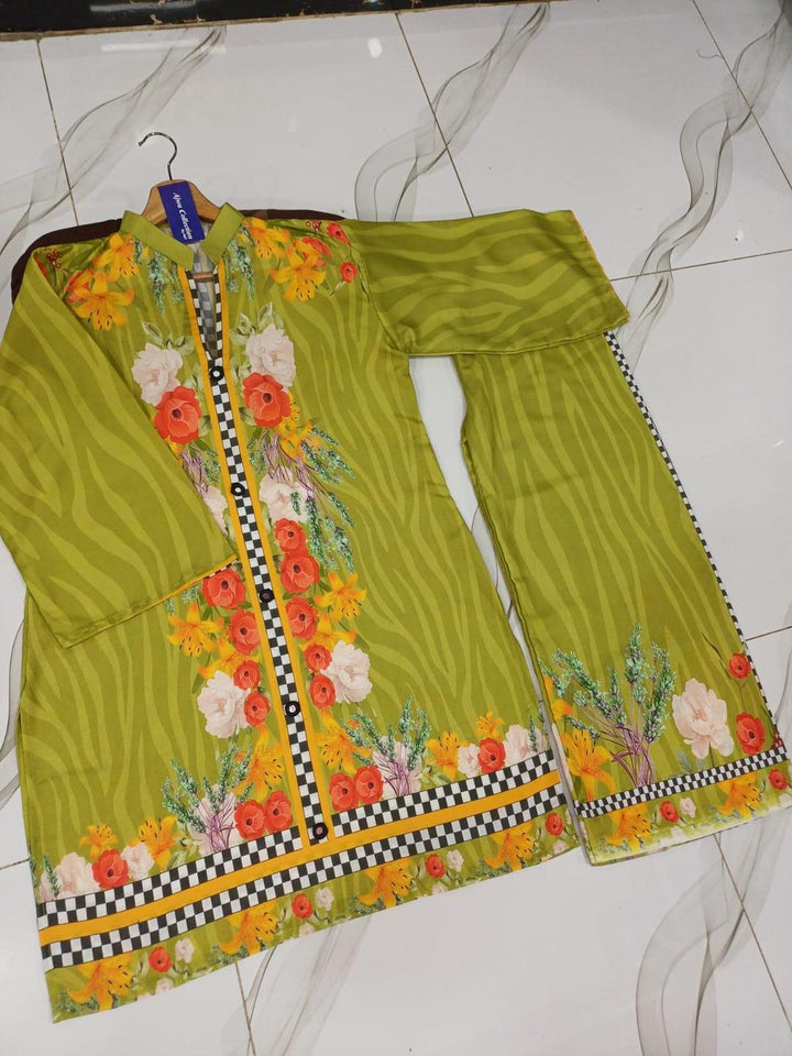 2 Pcs Women's Stitched Swiss Lawn Printed Co-Ord Set