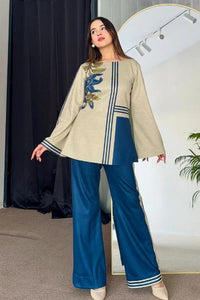 2 Pcs Women's Stitched Swiss Lawn Printed Shirt And Trouser