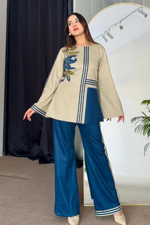 2 Pcs Women's Stitched Swiss Lawn Printed Shirt And Trouser