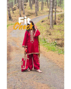 Stylish Embroidered Shirt And Trouser With Bag - 3 Pcs