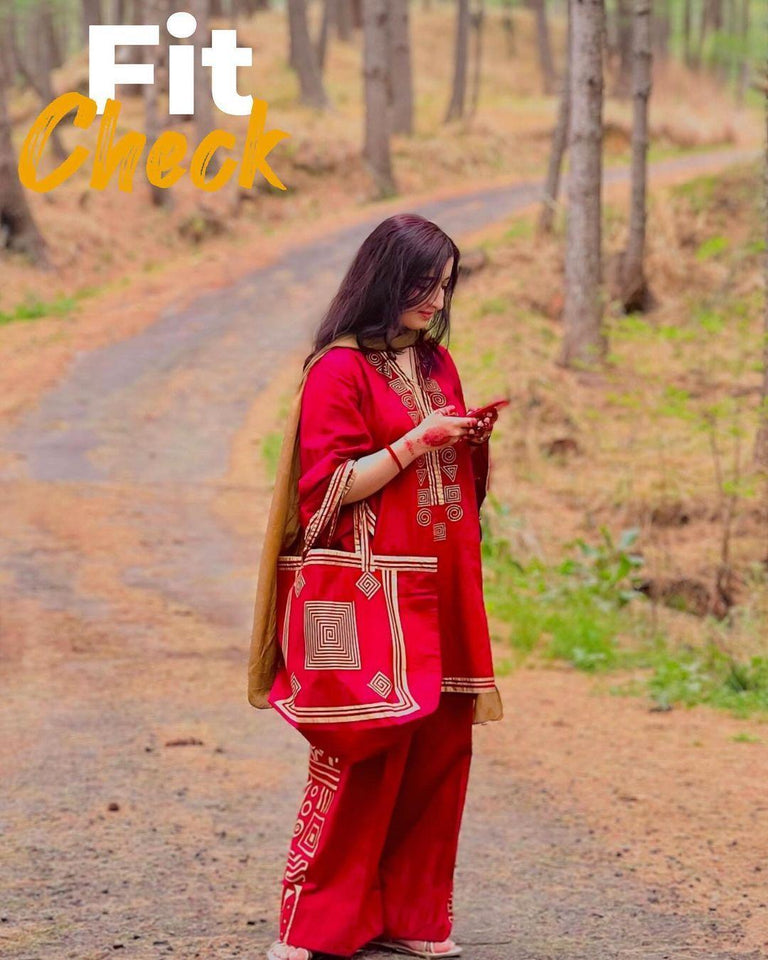 Stylish Embroidered Shirt And Trouser With Bag - 3 Pcs