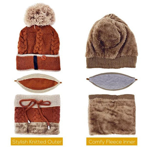 3 Pcs Wool Plain Beanie And Neck Warmer 1