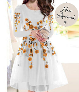 2 Pcs Women's Stitched Organza Embroidered Frock And Trouser