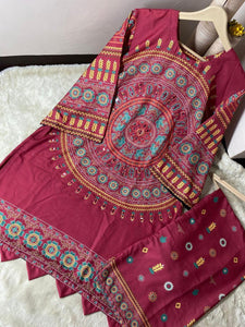 2 Pcs Women's Stitched Swiss Lawn Printed Shirt And Trouser