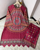 2 Pcs Women's Stitched Swiss Lawn Printed Shirt And Trouser