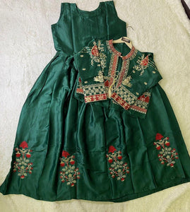 2 Pcs Women's Stitched Shamoz Silk Embroidered Maxi