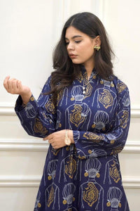 2 Pcs Women's Stitched Linen Printed Shirt And Trouser