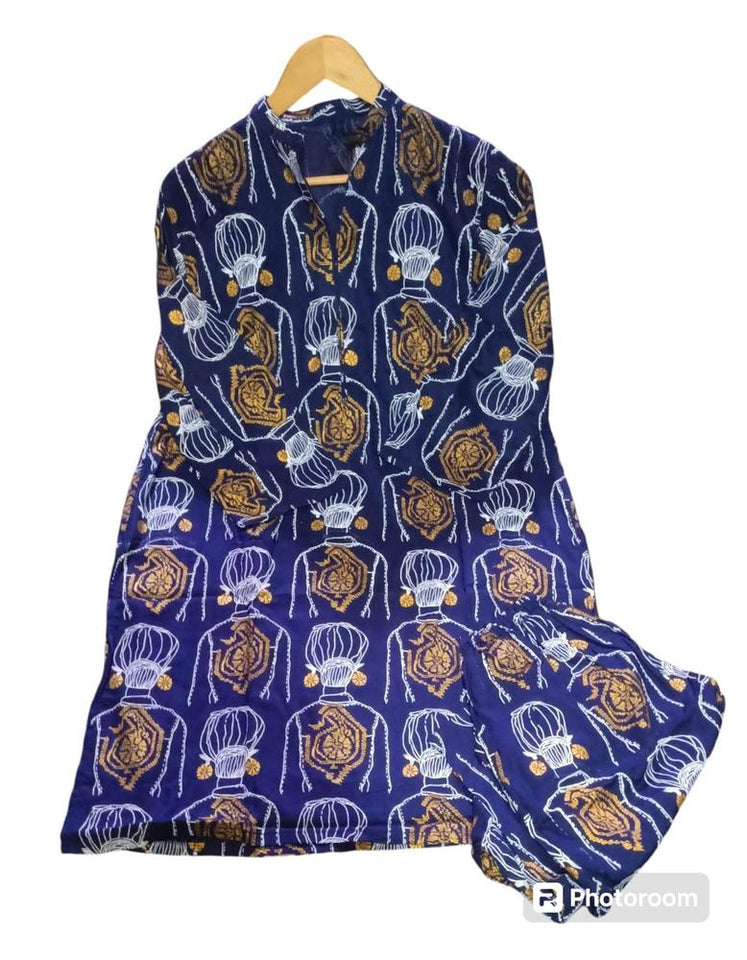 2 Pcs Women's Stitched Linen Printed Shirt And Trouser