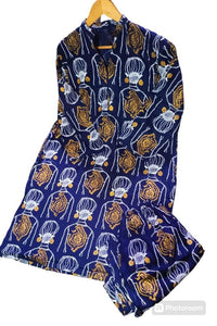 2 Pcs Women's Stitched Linen Printed Shirt And Trouser