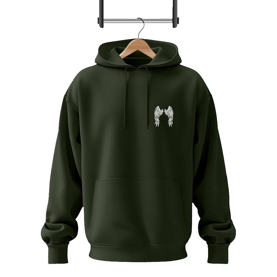 Men's Fleece Printed Hoodie Track Suit - 2 Pcs Set in Green